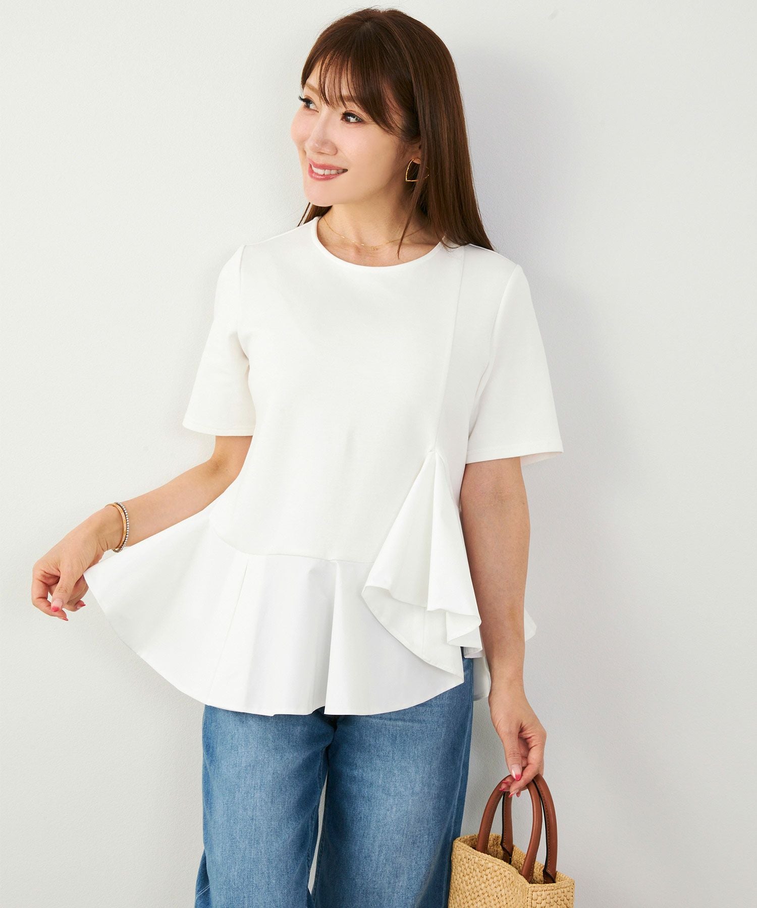 裾ランダム ペプラム カットソー Liala×PG