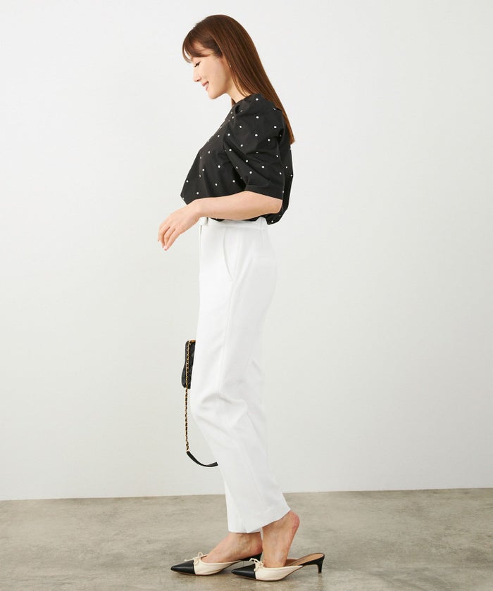 手洗い可上品きれいめ大人カジュアルシンプルオフィスフォーマルオケージョンウエストゴムジョイントスペース