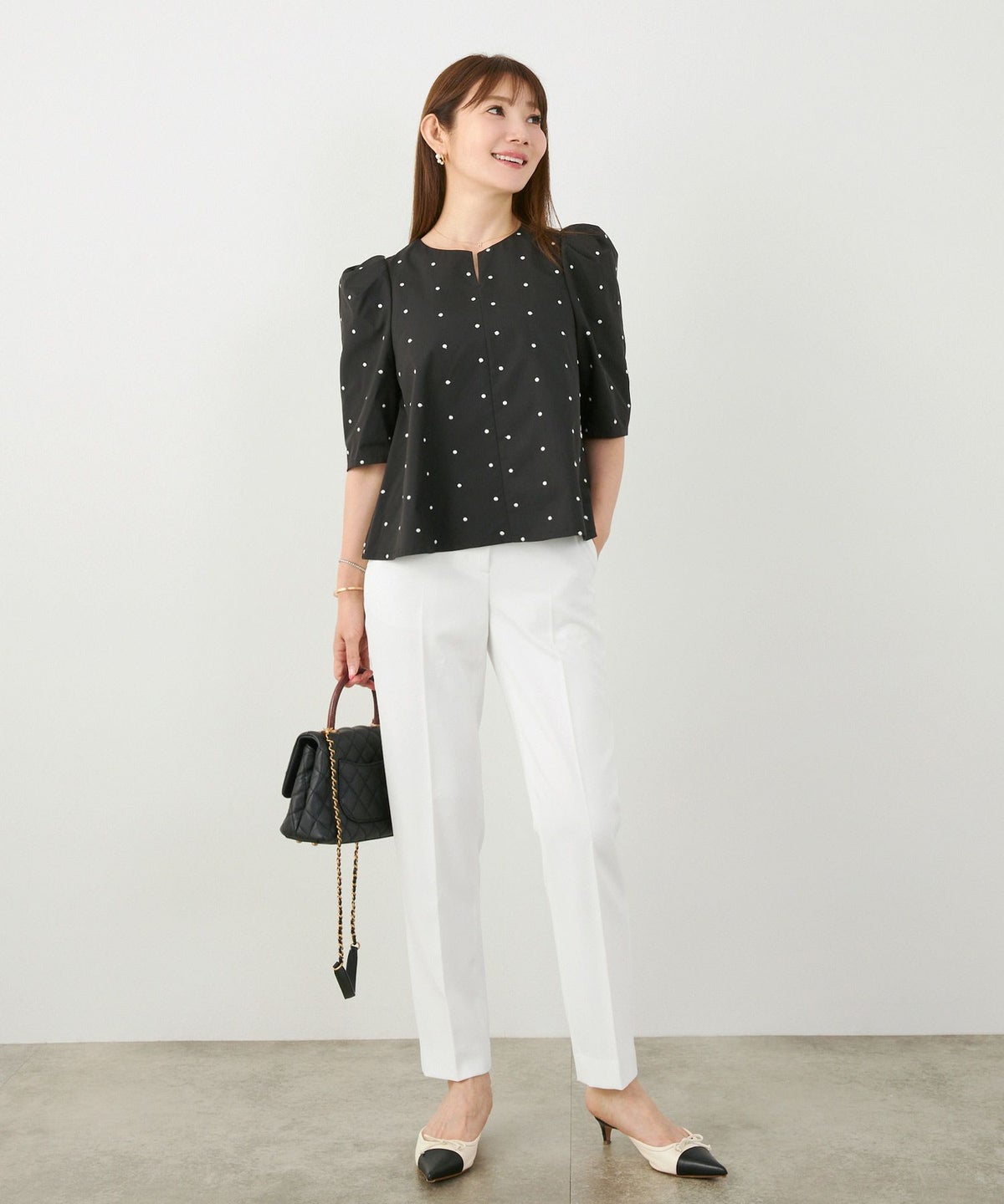 手洗い可上品きれいめ大人カジュアルシンプルオフィスフォーマルオケージョンウエストゴムジョイントスペース