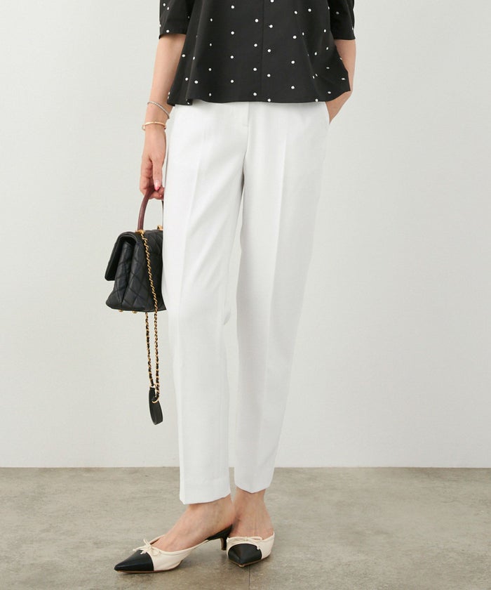 手洗い可上品きれいめ大人カジュアルシンプルオフィスフォーマルオケージョンウエストゴムジョイントスペース