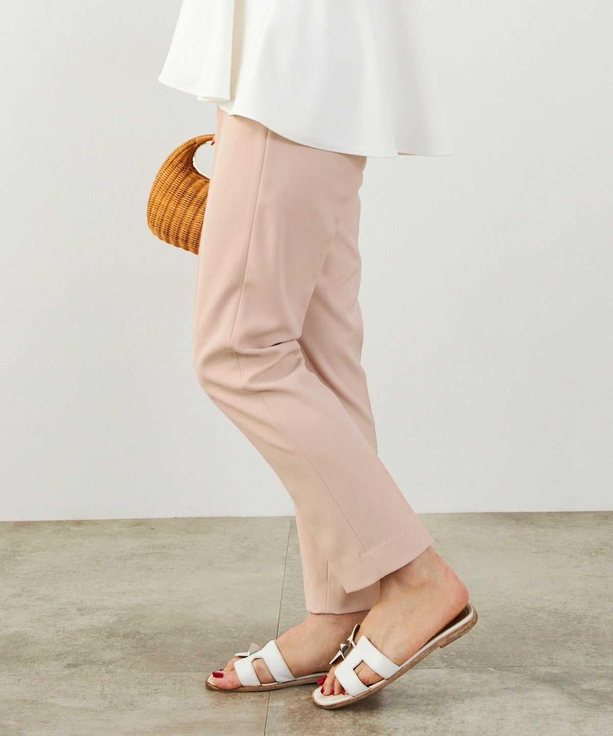 手洗い可上品きれいめ大人カジュアルシンプルオフィスフォーマルオケージョンウエストゴムジョイントスペース