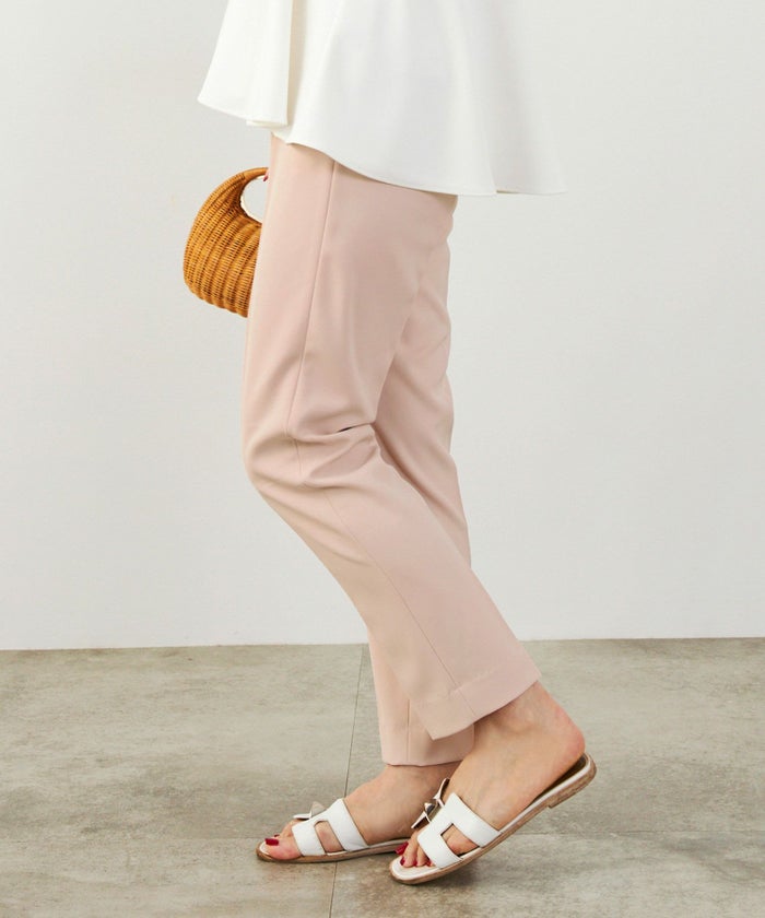 手洗い可上品きれいめ大人カジュアルシンプルオフィスフォーマルオケージョンウエストゴムジョイントスペース