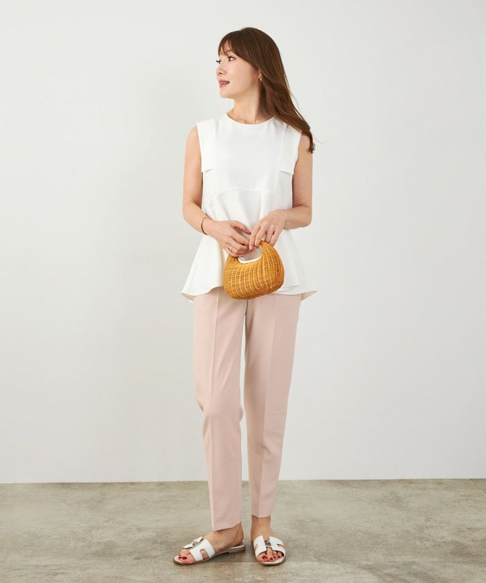 手洗い可上品きれいめ大人カジュアルシンプルオフィスフォーマルオケージョンウエストゴムジョイントスペース