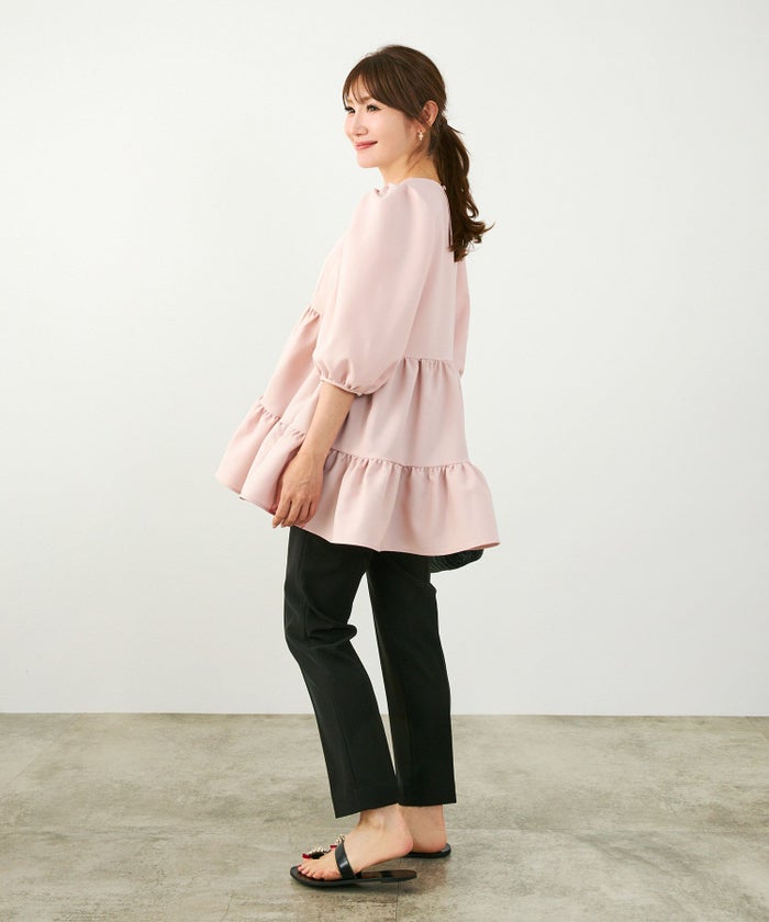 手洗い可上品きれいめ大人カジュアルシンプルオフィスフォーマルオケージョンウエストゴムジョイントスペース