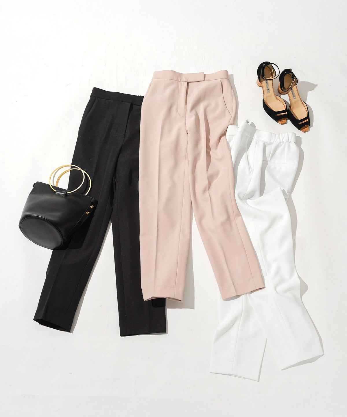 手洗い可上品きれいめ大人カジュアルシンプルオフィスフォーマルオケージョンウエストゴムジョイントスペース