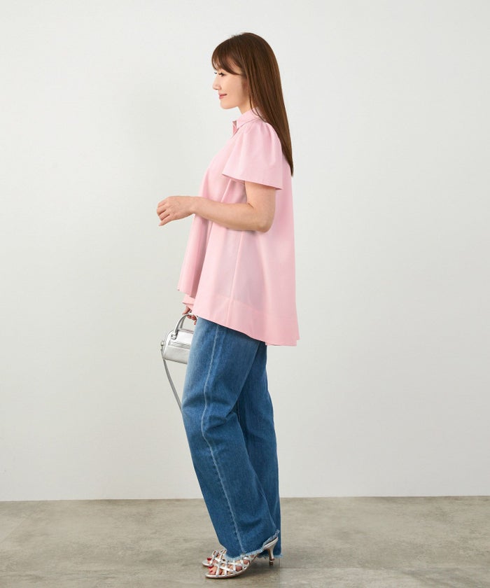 手洗い可かわいい上品きれいめ大人カジュアルオフィスシンプル襟付きイレヘム体型カバージョイントスペース