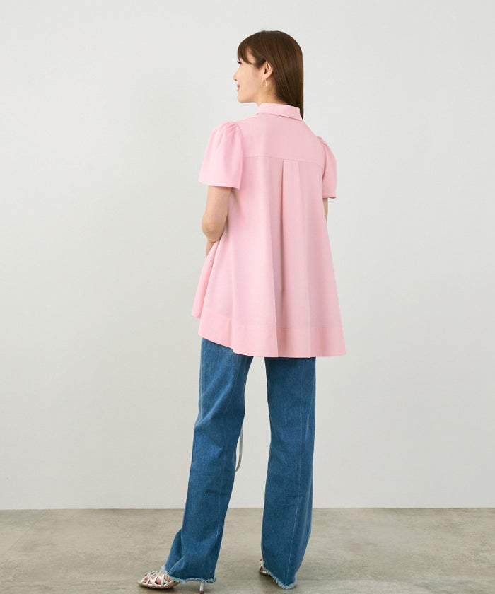 手洗い可かわいい上品きれいめ大人カジュアルオフィスシンプル襟付きイレヘム体型カバージョイントスペース