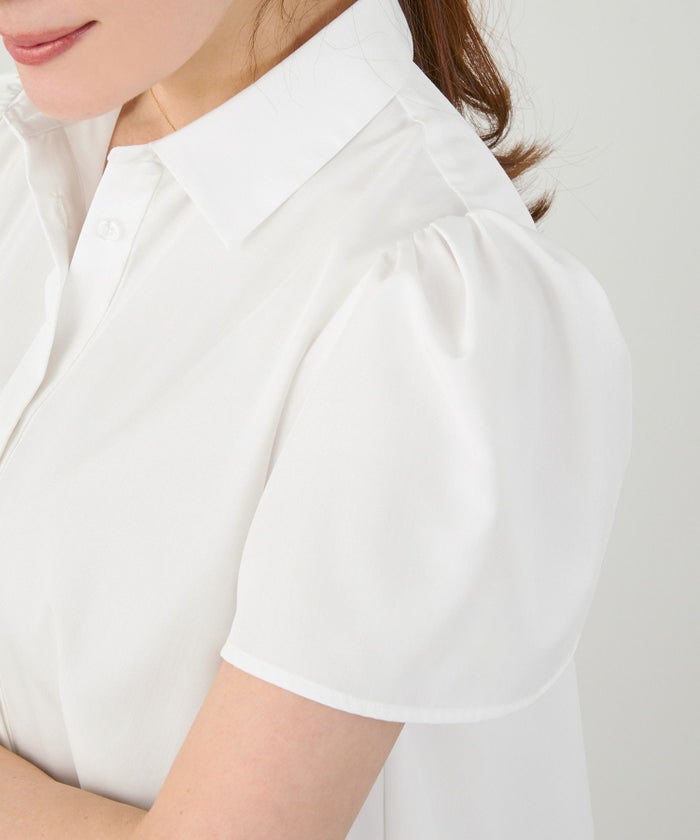 手洗い可かわいい上品きれいめ大人カジュアルオフィスシンプル襟付きイレヘム体型カバージョイントスペース