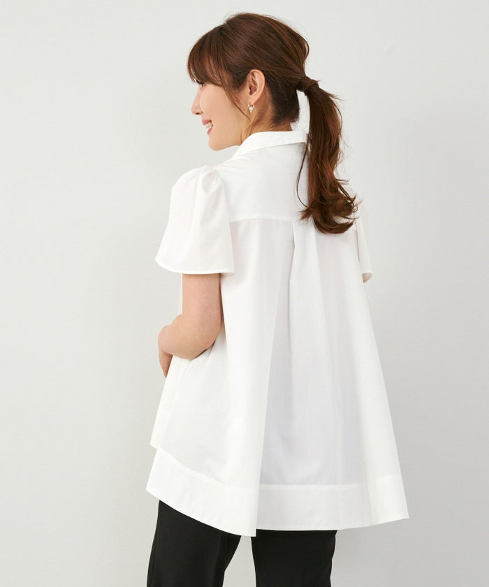 手洗い可かわいい上品きれいめ大人カジュアルオフィスシンプル襟付きイレヘム体型カバージョイントスペース