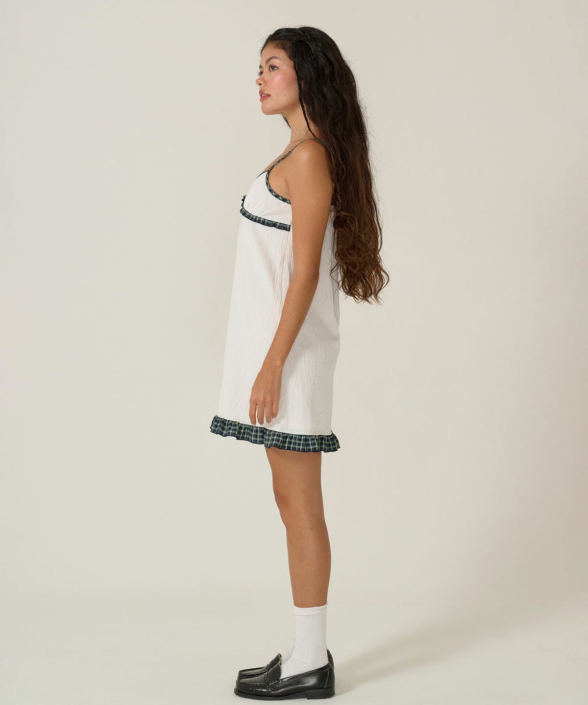 キャミワンピ/チェック/ワンピース/ホワイト