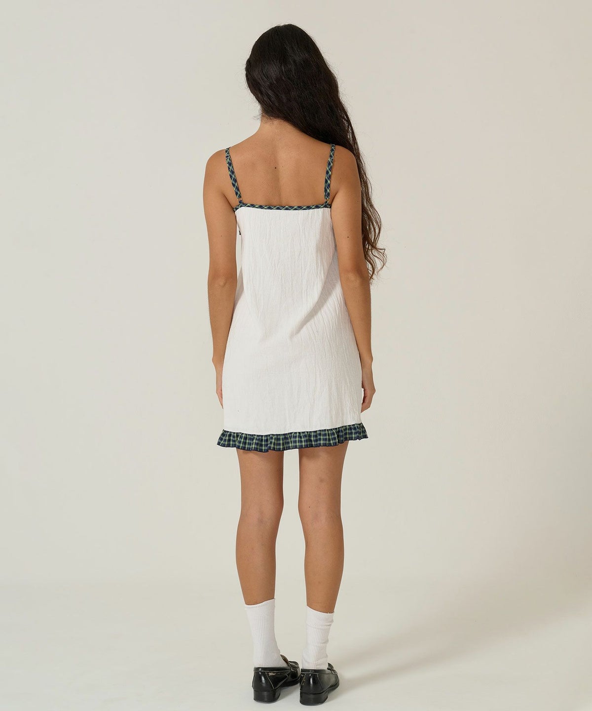 キャミワンピ/チェック/ワンピース/ホワイト