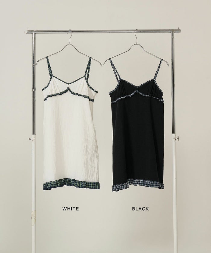 キャミワンピ/チェック/ワンピース/ホワイト/ブラック