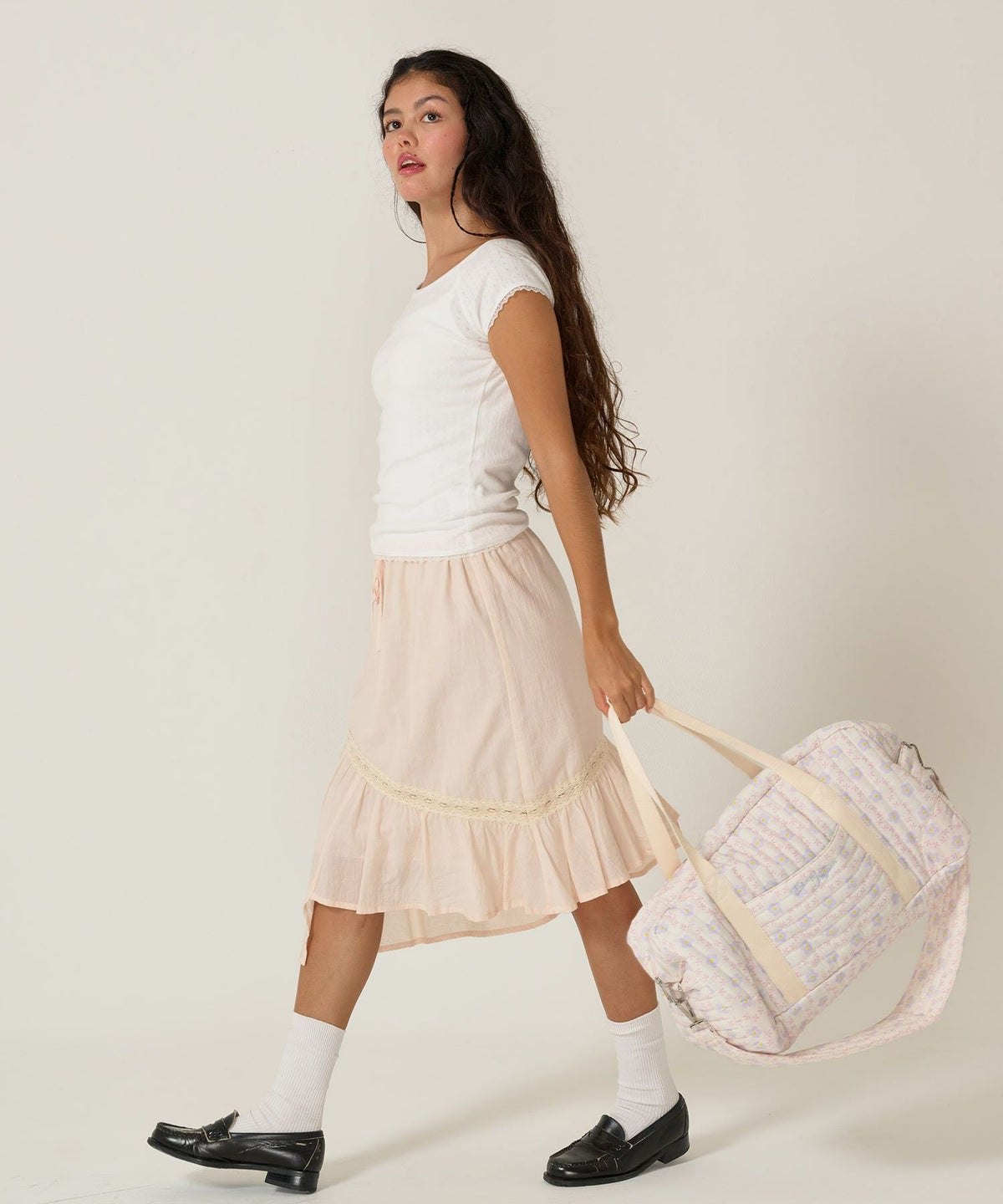 Tシャツ/レース/ボートネック/ホワイト