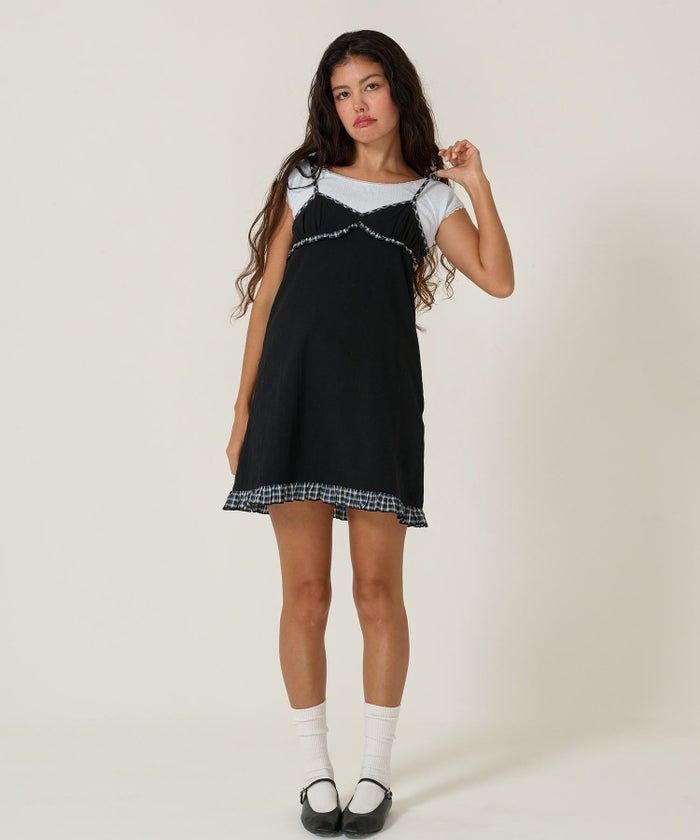 Tシャツ/レース/ボートネック/サックス