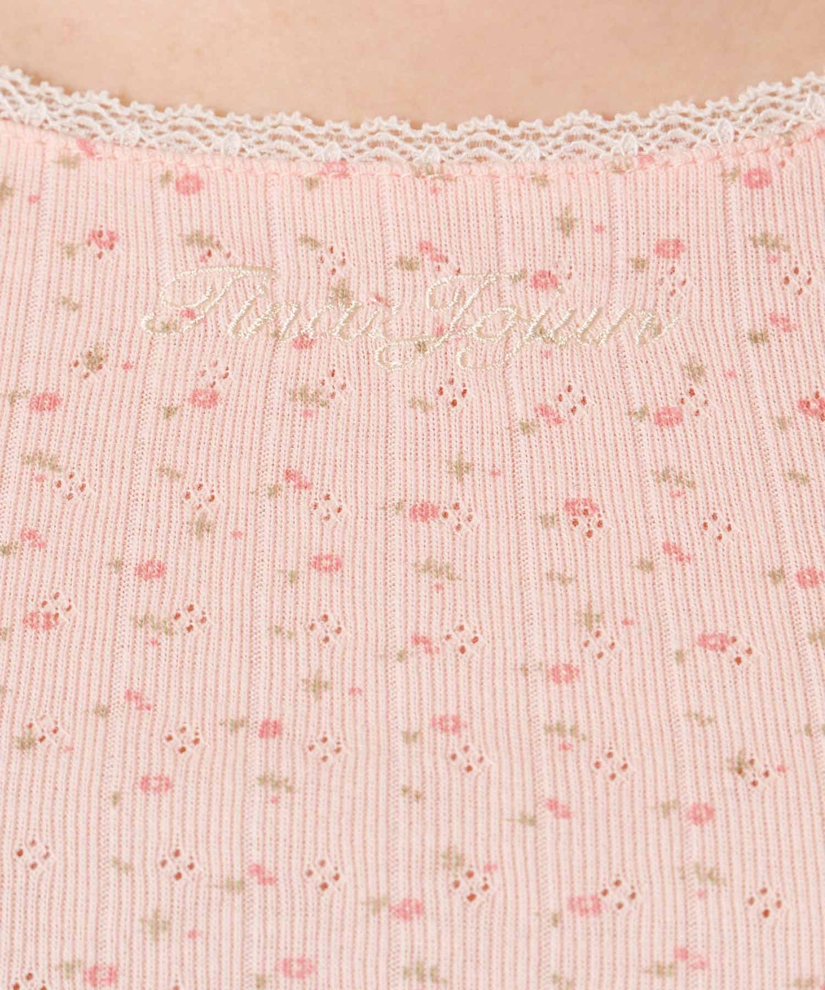 Tシャツ/レース/ボートネック/サックス