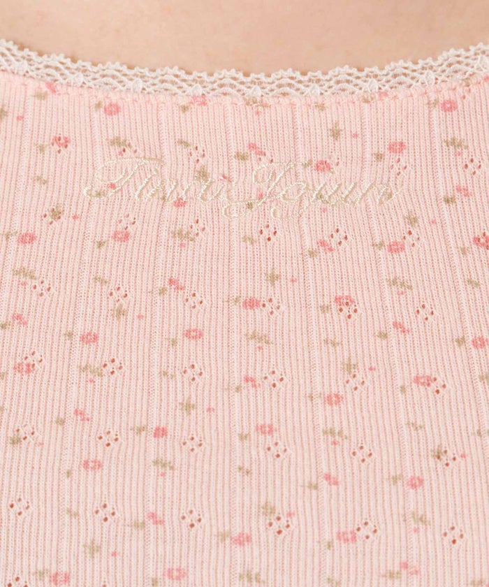 Tシャツ/レース/ボートネック/サックス