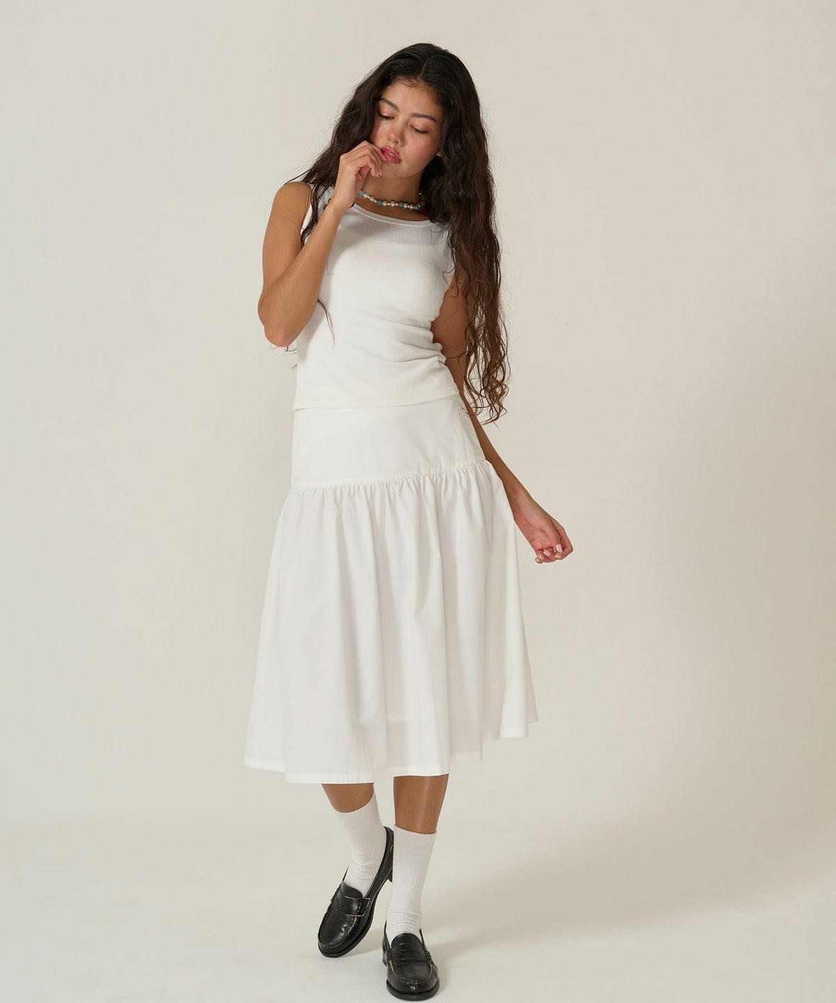 スカート/ボトムス/ミディ丈/ホワイト