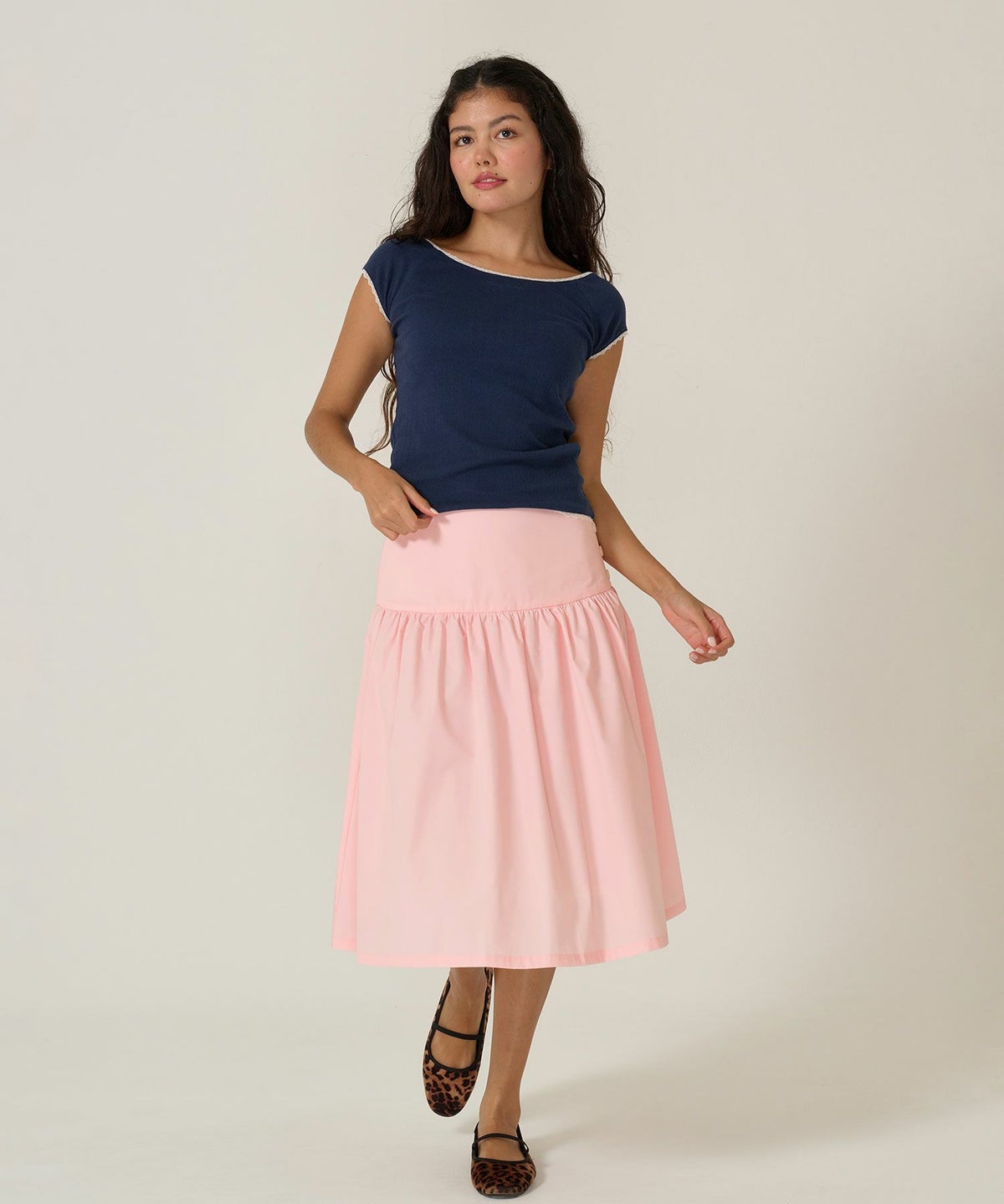 スカート/ボトムス/ミディ丈/ピンク