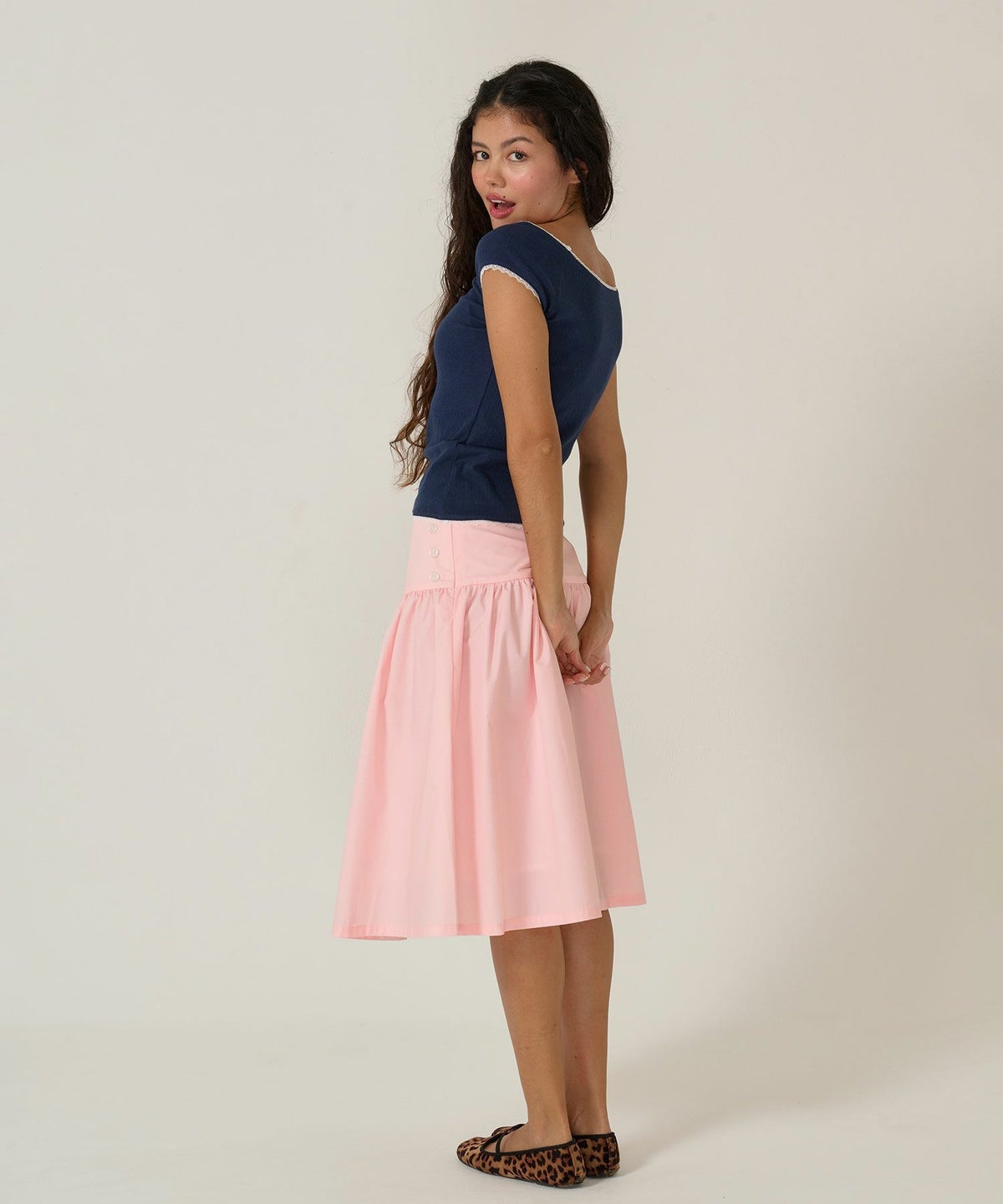 スカート/ボトムス/ミディ丈/ピンク