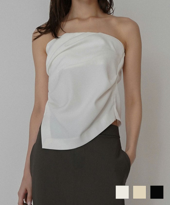 タック ドレープ サテン ベアトップス KINO THE KEI タック ドレープ サテン ベアトップス （ セットアップ可 ） KINO THE KEI