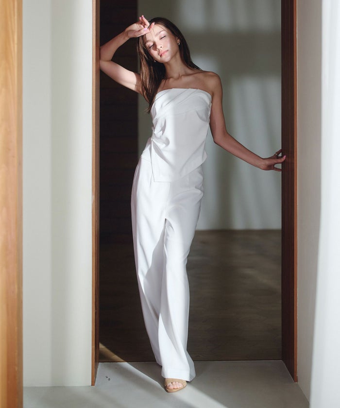 タック ドレープ サテン ベアトップス KINO THE KEI