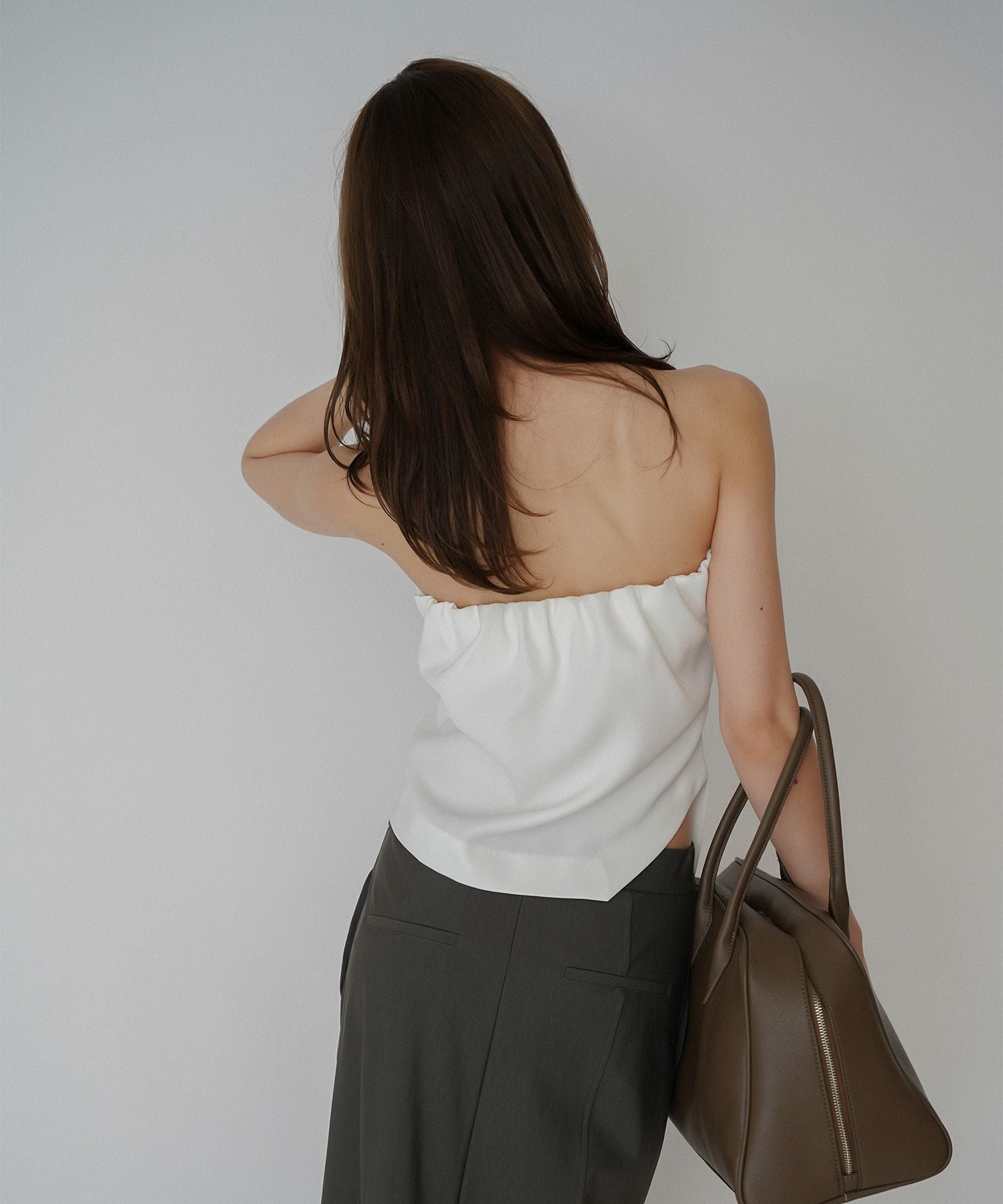 タック ドレープ サテン ベアトップス （ セットアップ可 ） KINO THE