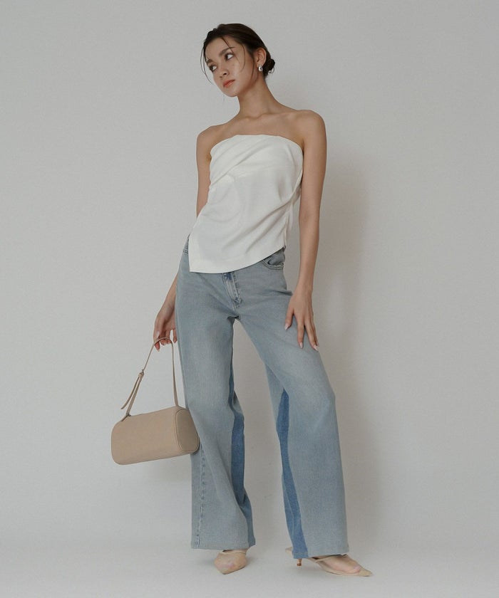 タック ドレープ サテン ベアトップス KINO THE KEI