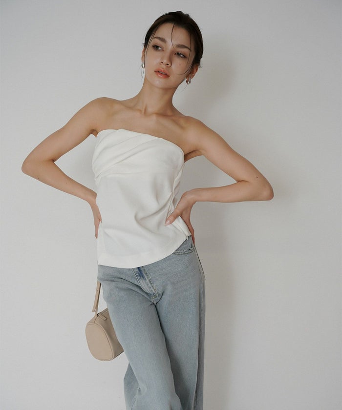 タック ドレープ サテン ベアトップス KINO THE KEI