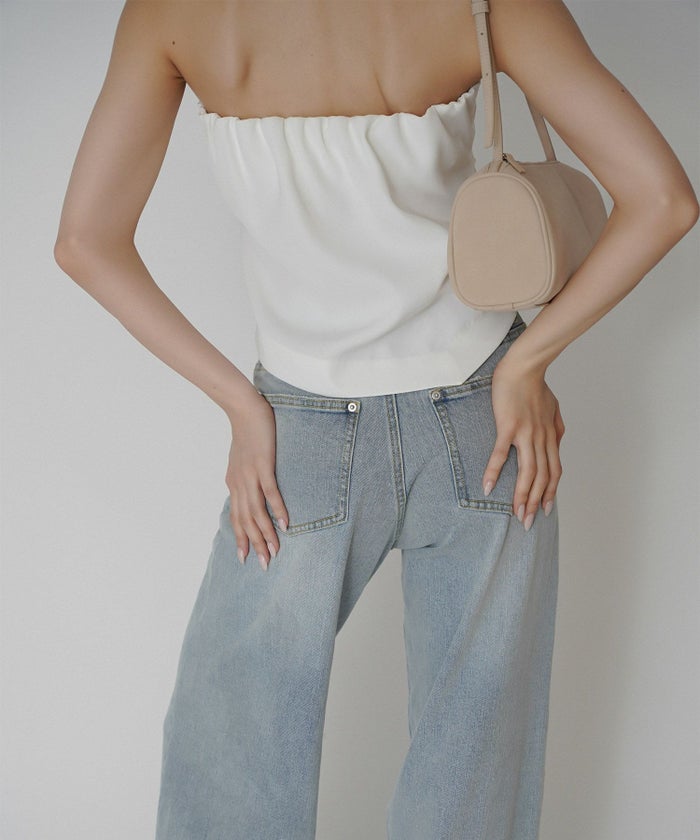 タック ドレープ サテン ベアトップス KINO THE KEI