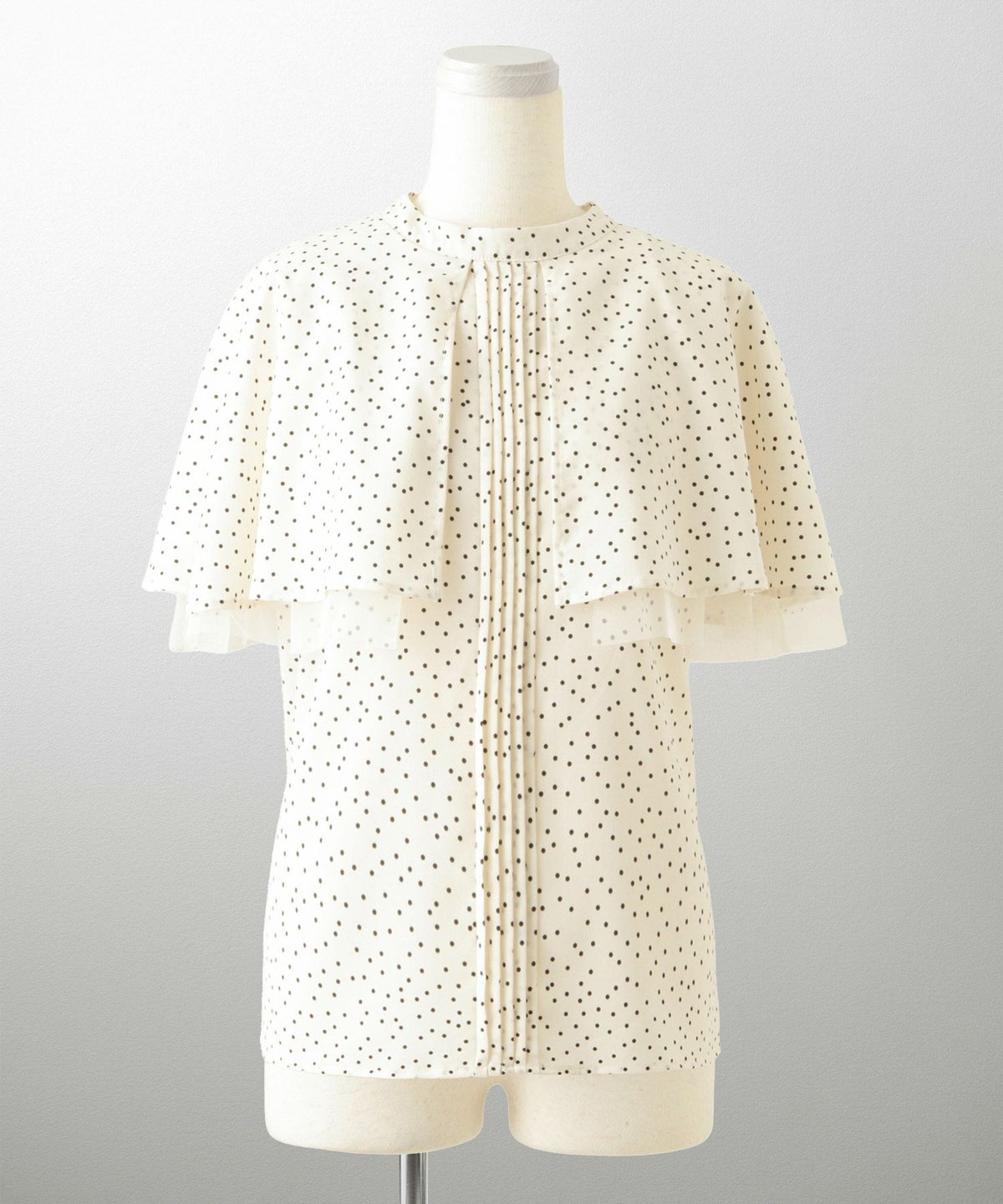 ピンタック ケープ ブラウス レディース ブラウス ドット シフォン チュール 異素材 オフィス きれいめ 上品 洗える