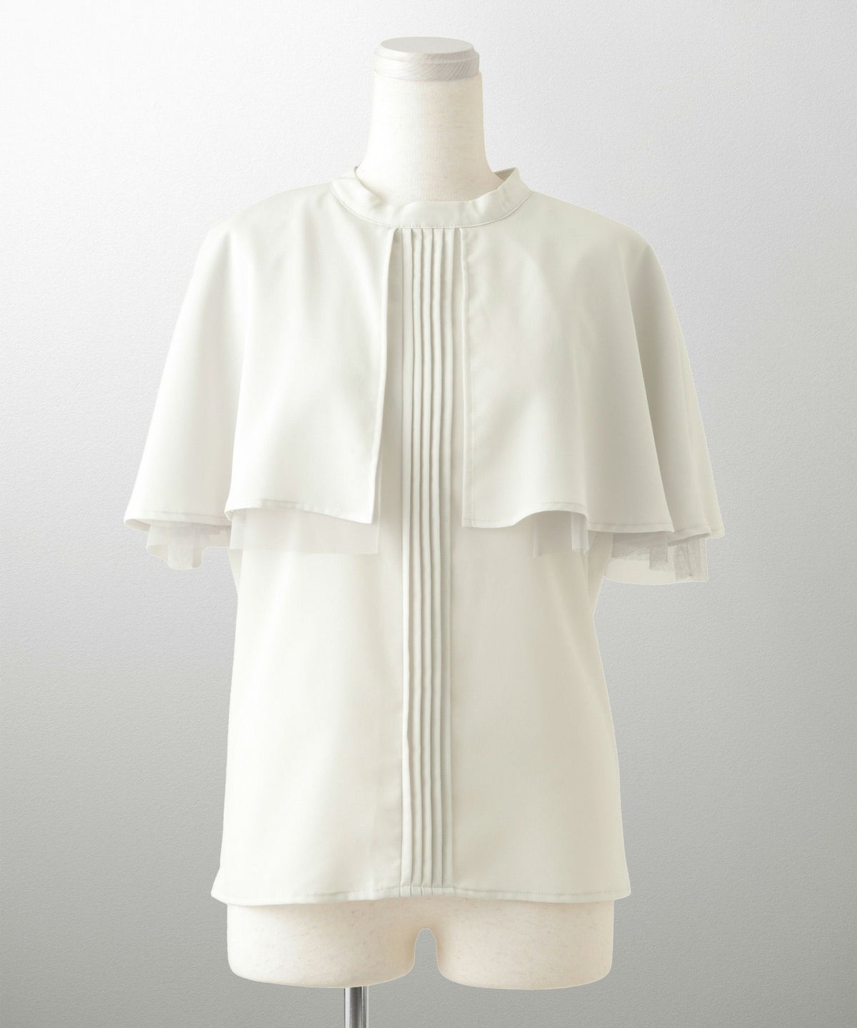 ピンタック ケープ ブラウス レディース ブラウス ドット シフォン チュール 異素材 オフィス きれいめ 上品 洗える