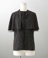 ピンタック ケープ ブラウス レディース ブラウス ドット シフォン チュール 異素材 オフィス きれいめ 上品 洗える