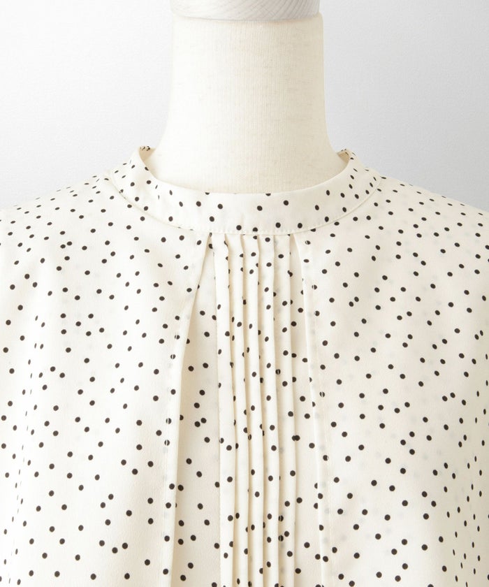 ピンタック ケープ ブラウス レディース ブラウス ドット シフォン チュール 異素材 オフィス きれいめ 上品 洗える