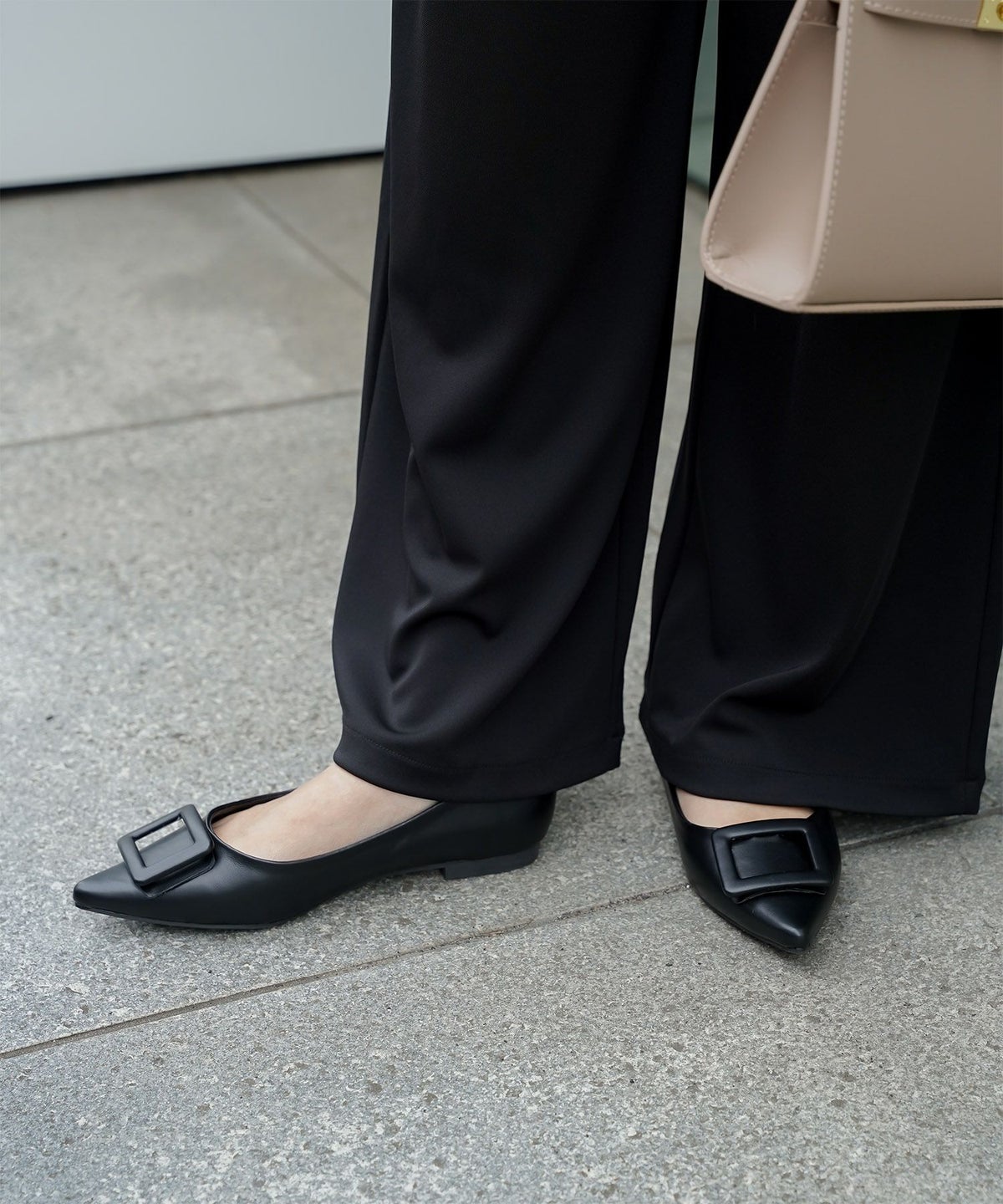 晴雨兼用 スクエア バックル シューズ シルバー ベージュ ブラック S M L LL