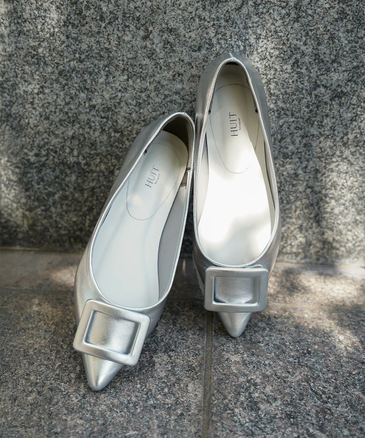 晴雨兼用 スクエア バックル シューズ シルバー ベージュ ブラック S M L LL