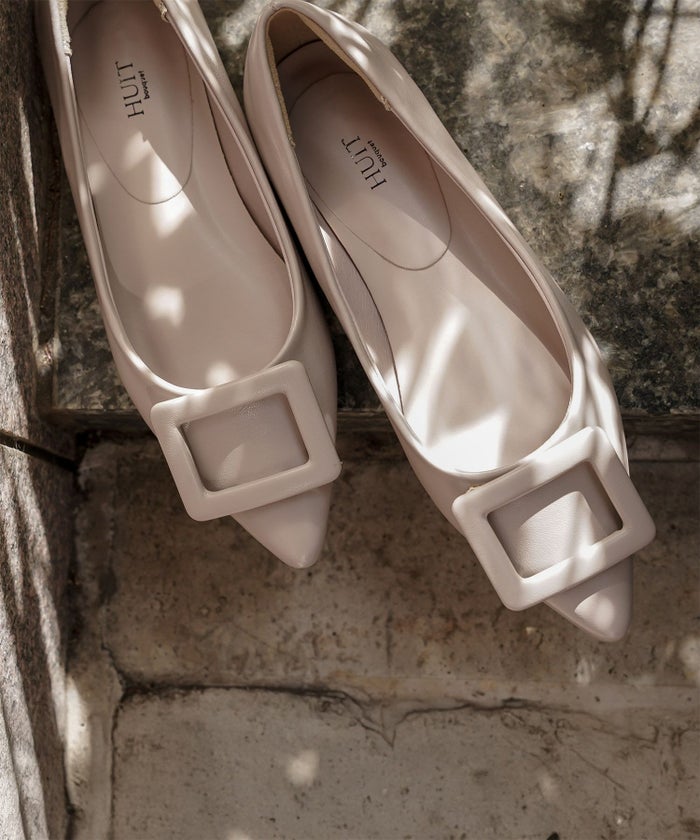 晴雨兼用 スクエア バックル シューズ シルバー ベージュ ブラック S M L LL