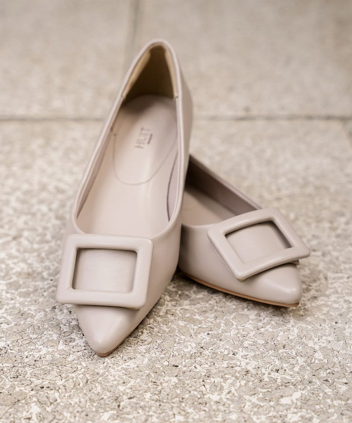 晴雨兼用 スクエア バックル シューズ シルバー ベージュ ブラック S M L LL