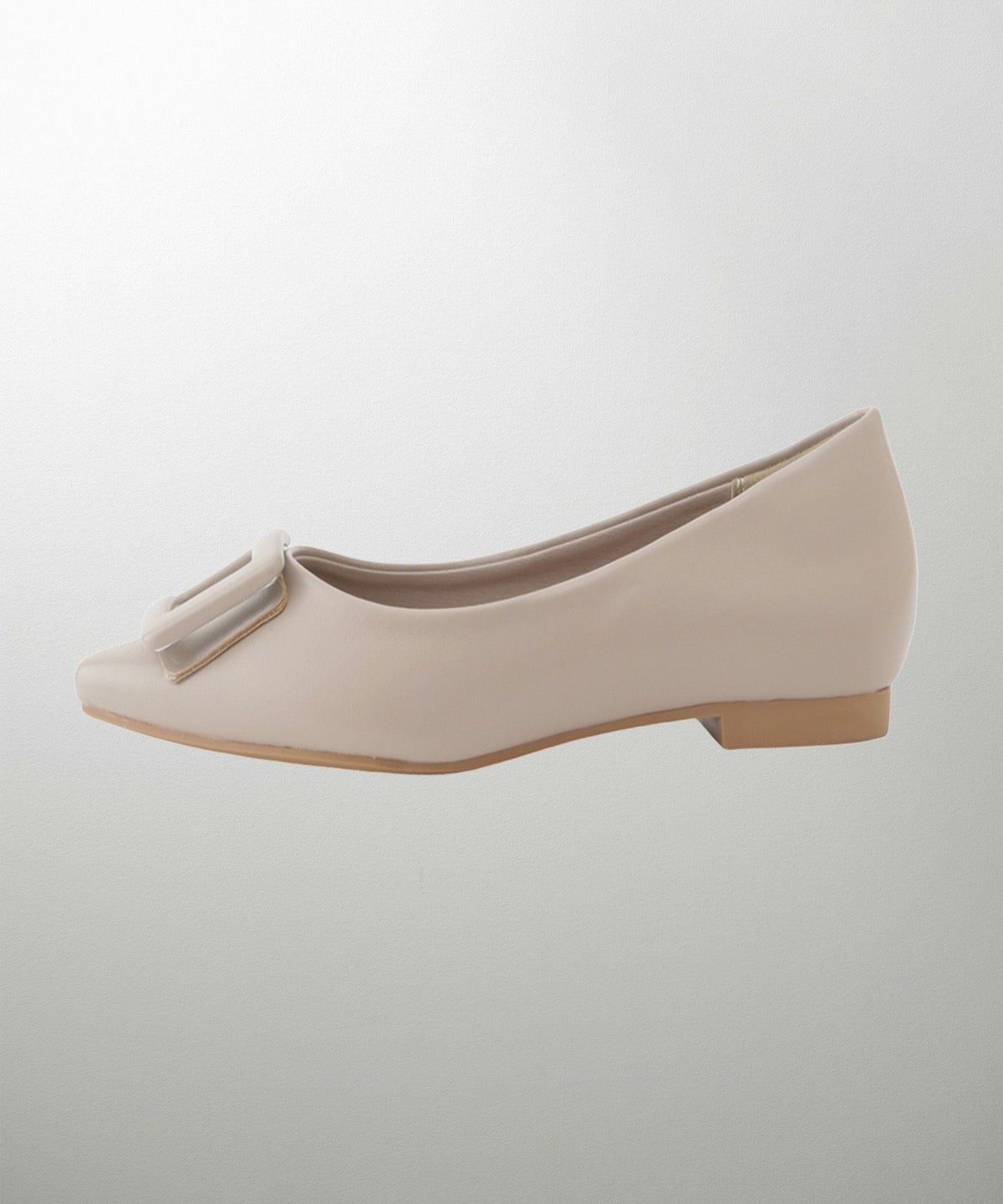 晴雨兼用 スクエア バックル シューズ シルバー ベージュ ブラック S M L LL