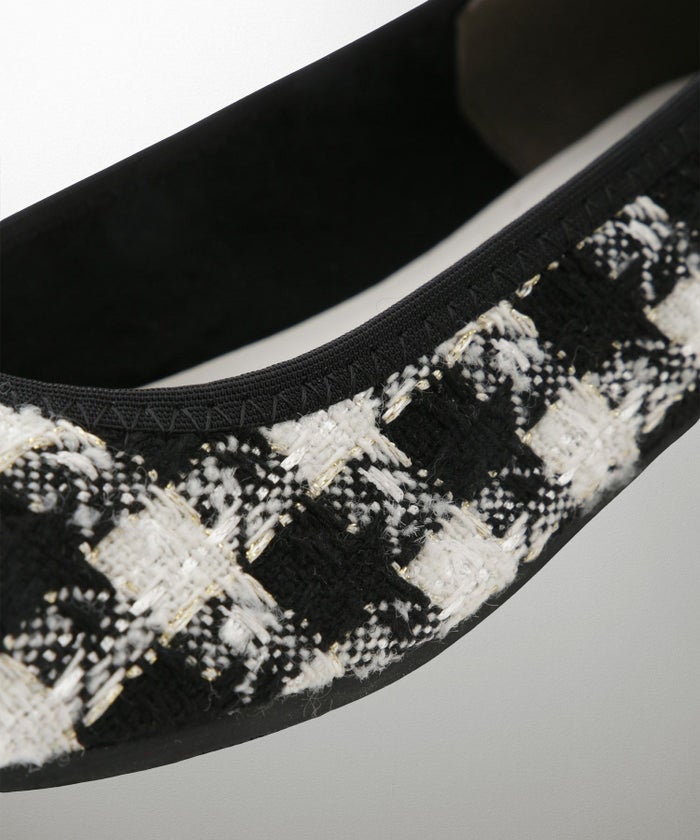 フラワー バックル フラットシューズ ミックス ベージュ ブラック S M L LL