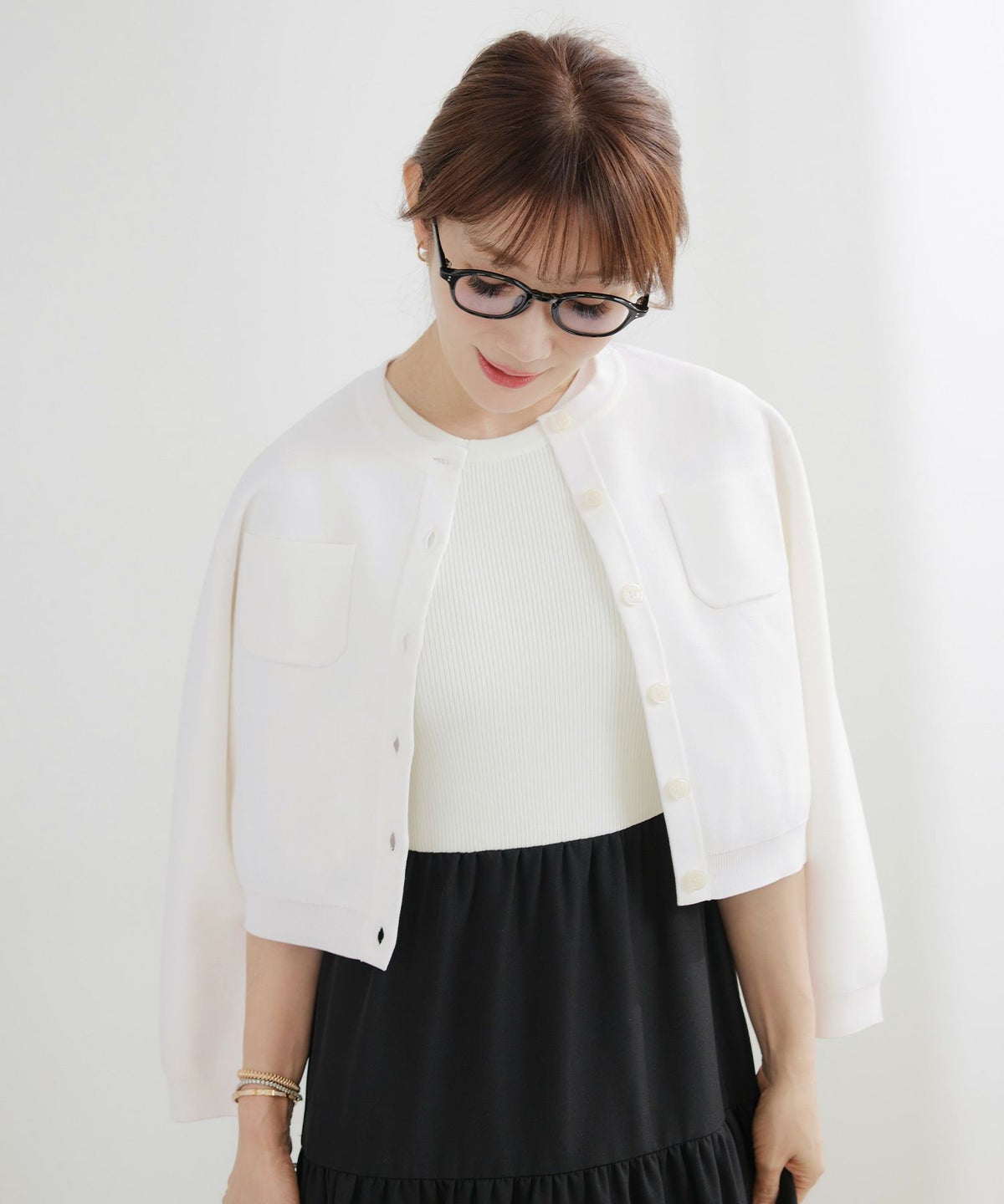 手洗い可セットアップ対応可かわいい上品きれいめ大人カジュアルシンプルオフィスショートジョイントスペース