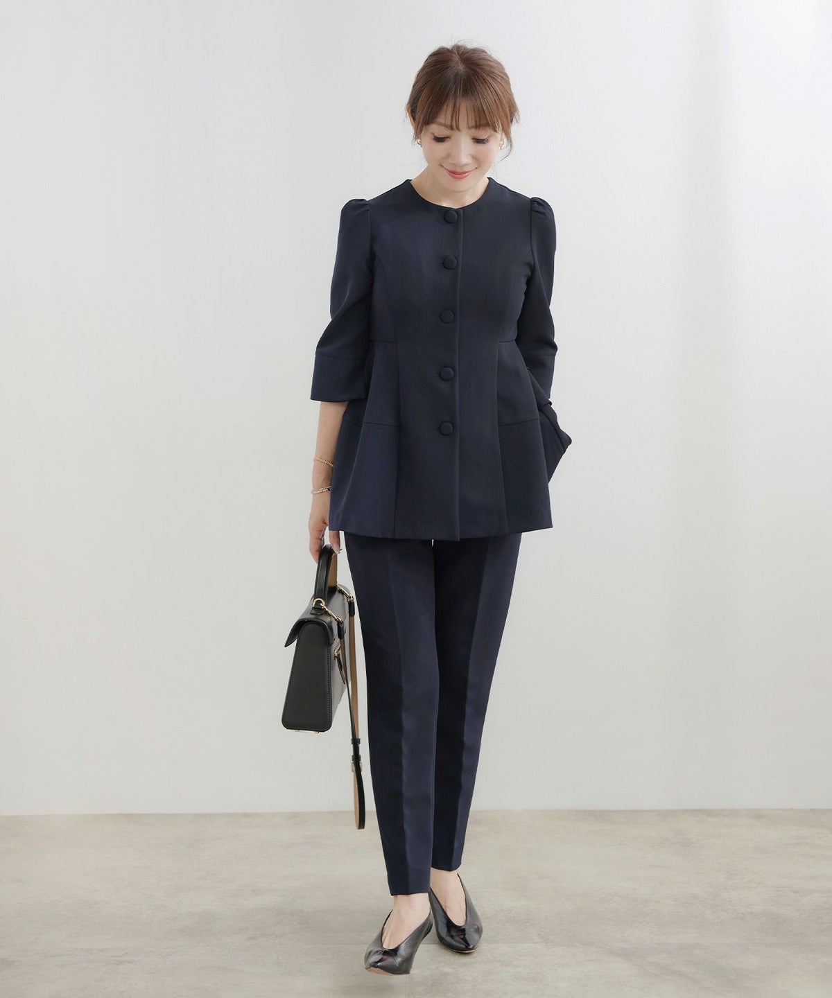 手洗い可セットアップ対応可かわいい上品きれいめ大人カジュアルオフィスフォーマルシンプル体型カバージョイントスペース