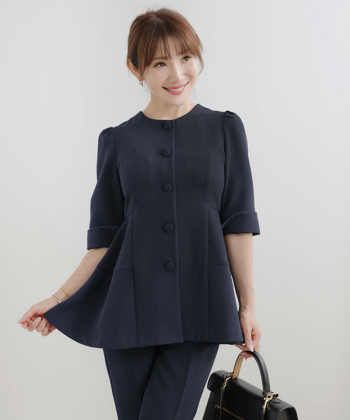 手洗い可セットアップ対応可かわいい上品きれいめ大人カジュアルオフィスフォーマルシンプル体型カバージョイントスペース