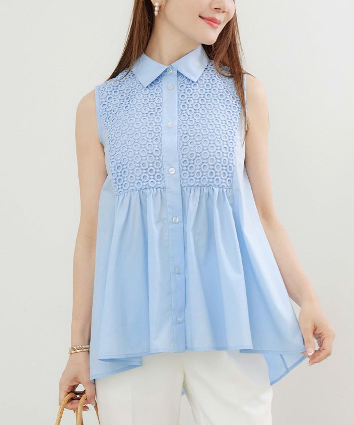 手洗い可かわいい上品きれいめ大人カジュアルシンプルエレガントノースリーブ体型カバージョイントスペース