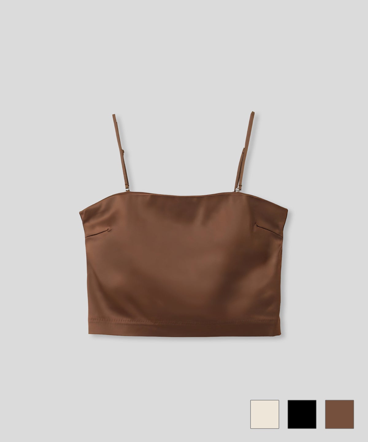 カップ付きインナー レイヤード 短丈 2WAY KINO THE KEI サテン クロップド カップ付き トップス KINO THE KEI