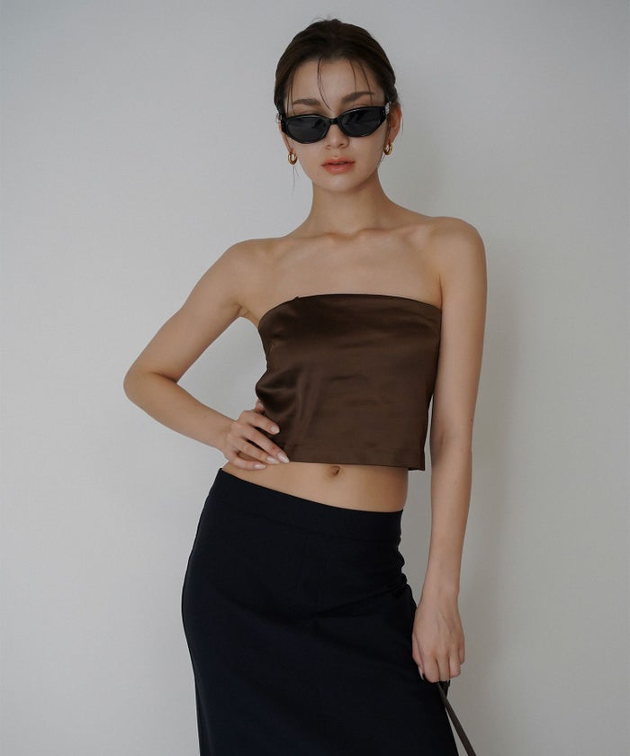 サテン クロップド カップ付き トップス KINO THE KEI