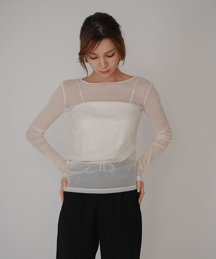 サテン クロップド カップ付き トップス KINO THE KEI