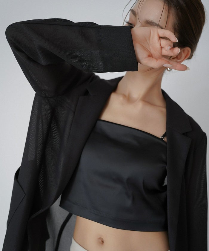 サテン クロップド カップ付き トップス KINO THE KEI