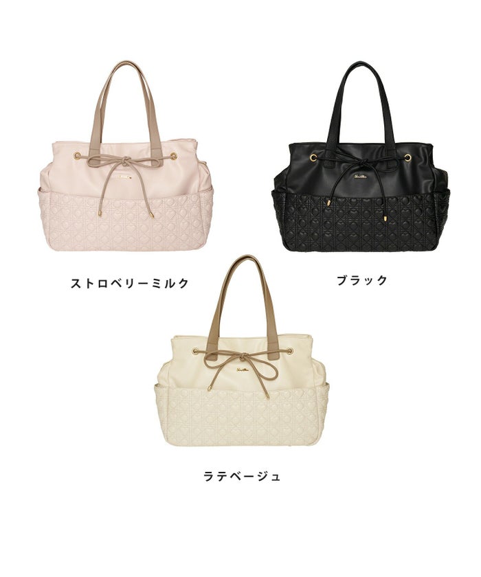 バッグ/トート/旅行/トラベル/撥水/ナイロン/マザーズバッグ/通勤/通学/A4/多機能/コードホール/アイボリー/ピンク/ストロベリーミルク/ブラック/バイカラー/配色/リボン/レザー/ゴールド/ファスナー/キャリー/ママバッグ/ピンク/新色/ヒット/人気/帰省/おしゃれ