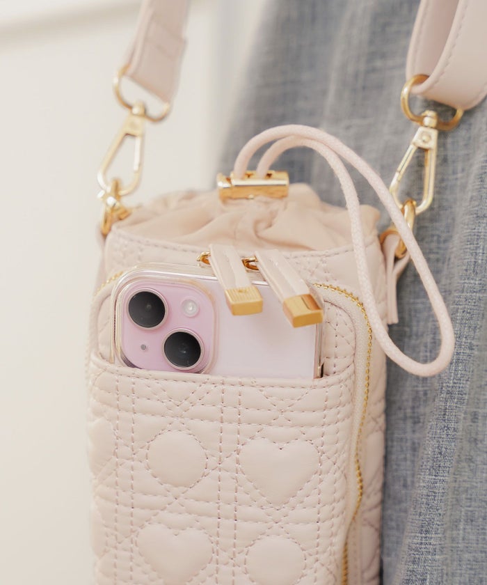 500ml600mlおしゃれキルティングギフトケースショルダードリンクホルダーハートキルティングフェミニンペットボトルカバーペットボトルケースペットボトルホルダーボトルケースボトルホルダーレディース保冷ショルダー保冷バッグ保冷ボトルケース合皮夏斜めがけ水筒カバー