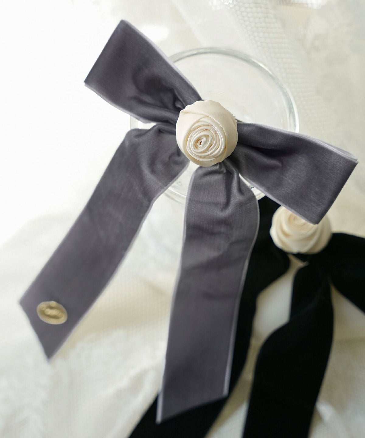 レディースヘアアレンジバレッタへアクリップ髪留めポニーテールハーフアップリボン薔薇花チャーム上品フェミニン